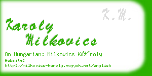 karoly milkovics business card